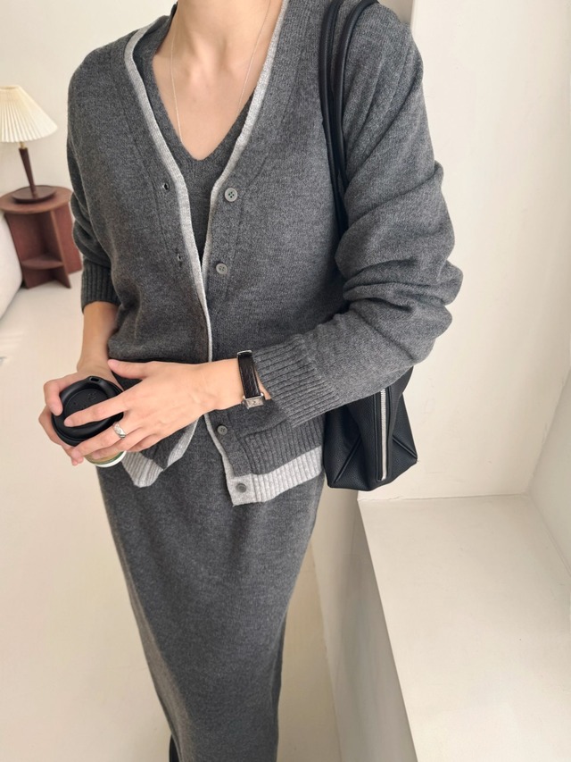 Knit Dress×Cardigan Set
