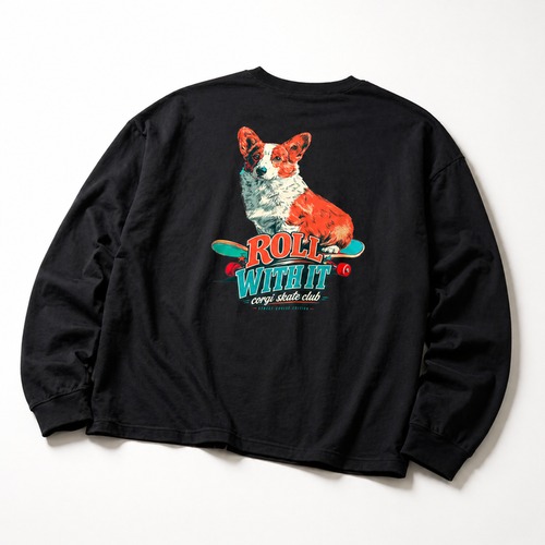 skateboard corgi デザインロングスリーブ