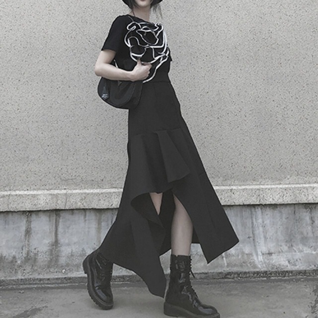 Slit irregular skirt C0597