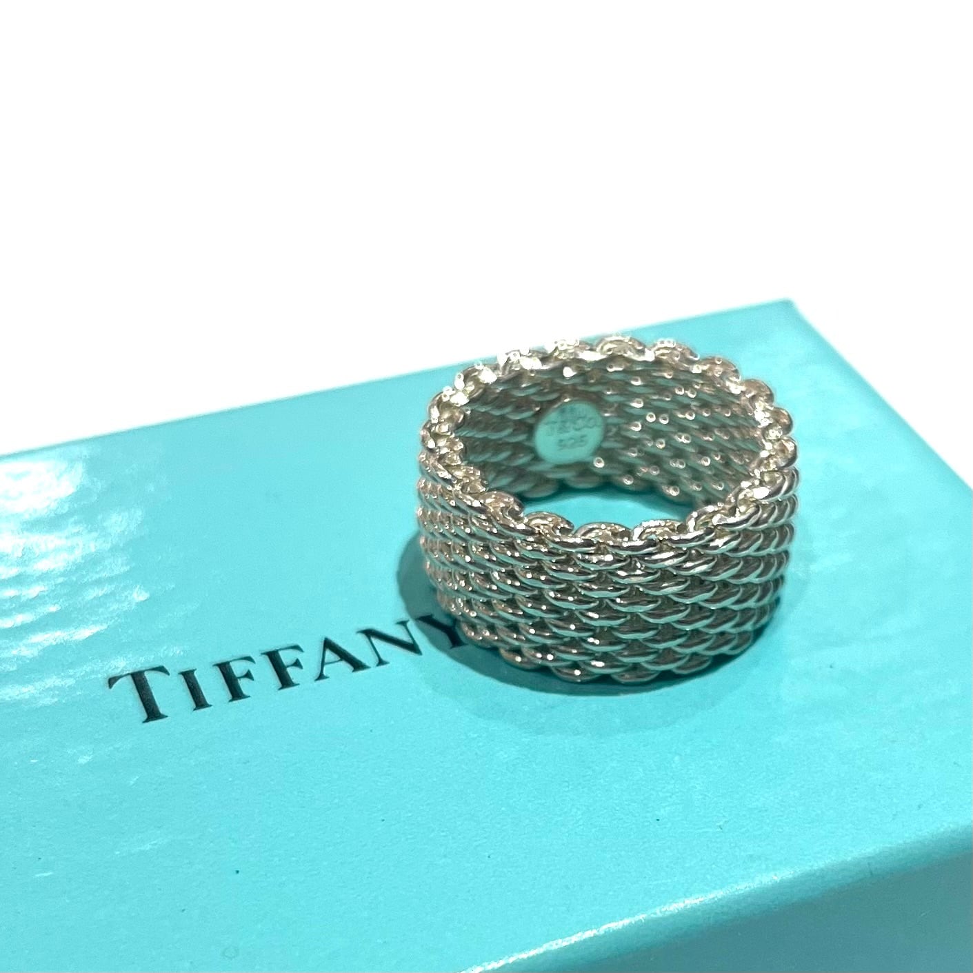 Tiffany & Co. 925シルバーリング　24号 希少【TIFFANY＆CO】2479【14.5号】ティファニーサマセットメッシュ