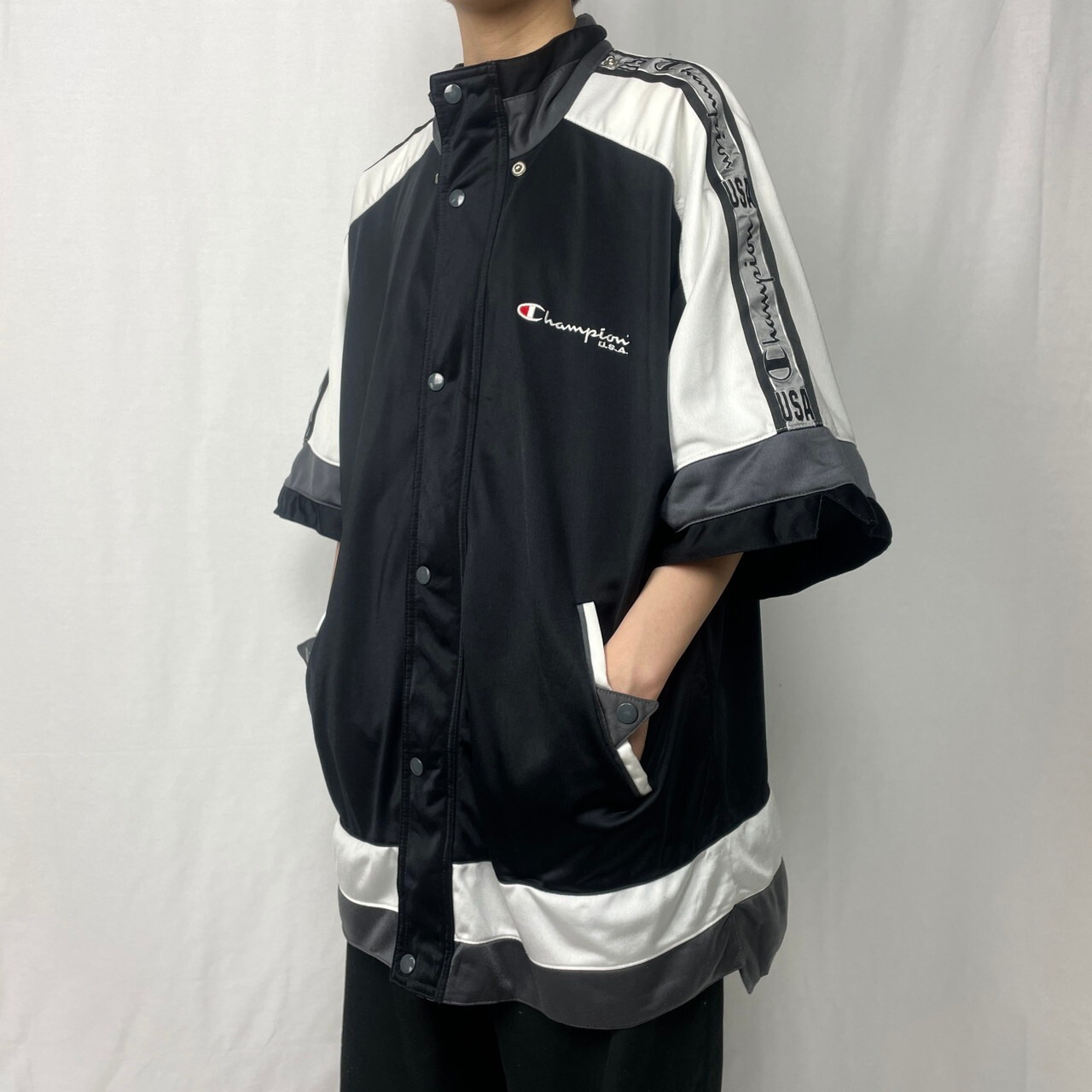 Champion USA チャンピオン サイドロゴテープ 半袖 ジャージ トラック 