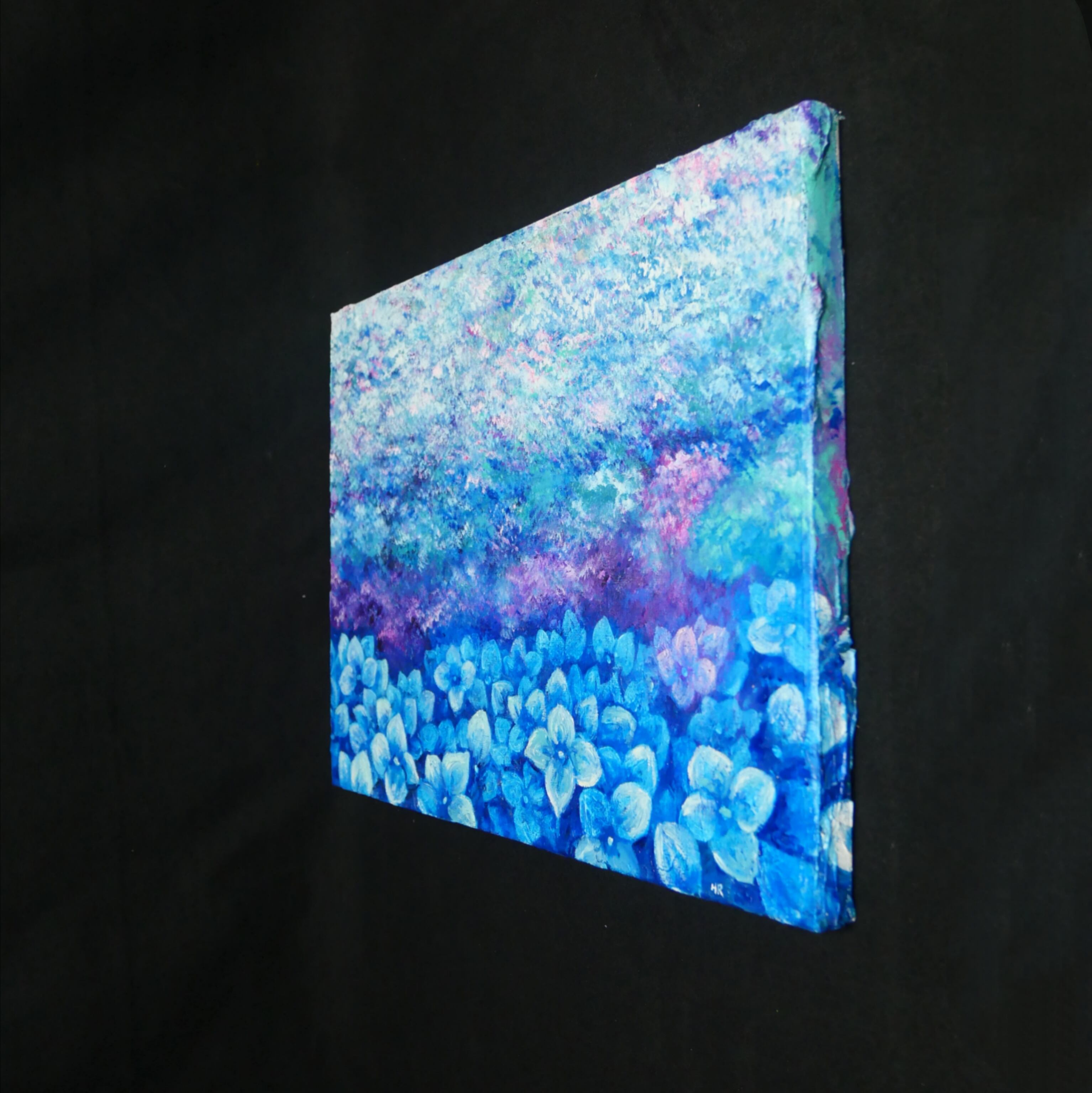 油絵・原画】雨上がりの奇跡 〜光満ちる紫陽花畑〜（F4号） ｜ 紫陽花