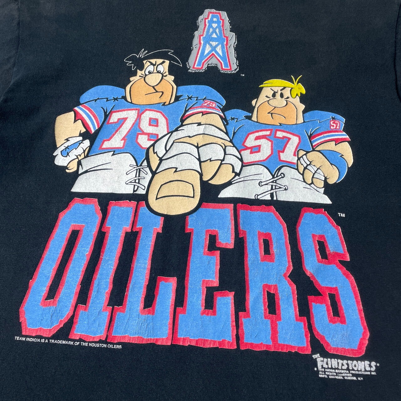 90年代 THE FLINTSTONES HOUSTON OILERS NFL キャラクタープリント T 