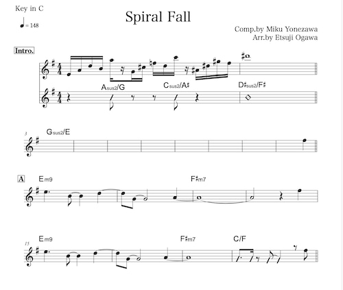 Spiral Fall　譜面 inC