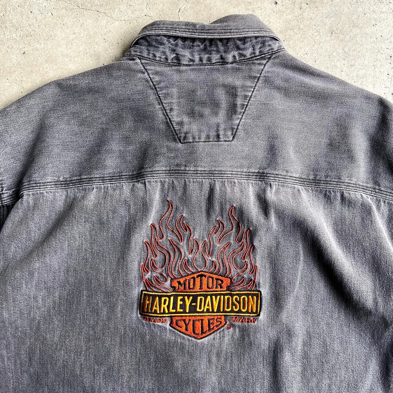 HARLEY DAVIDSON バック刺繍入り ヴィンテージ デニムシャツ