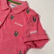 Jack Bunny!! ジャックバニー パーリーゲイツ ビーチサンダル総柄 パイル 半袖 ポロシャツ 2 /レディース/ピンク/ゴルフ