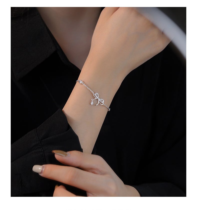 ジルコン リボン ブレスレット レディース シルバー999 プレゼントL721