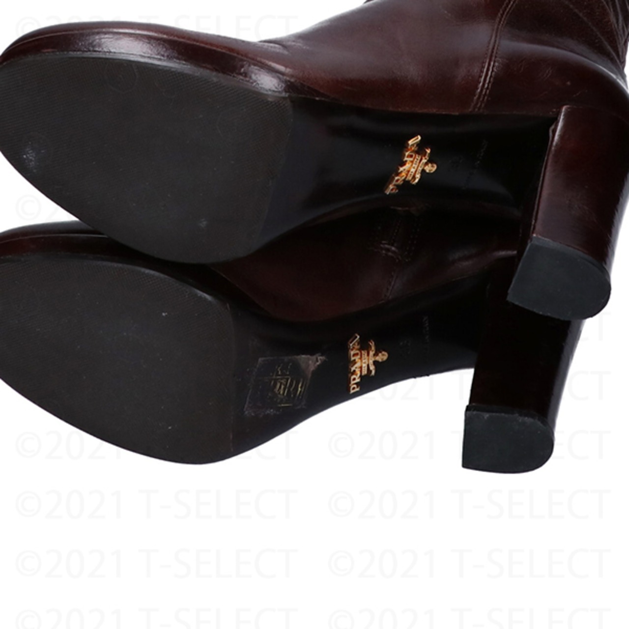 PRADA(プラダ)サイドジップ レザーロングブーツ/ブラウン