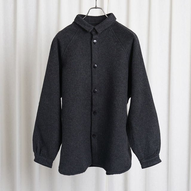 MITTAN / ウールシルクキャメルシャツ "濃灰"