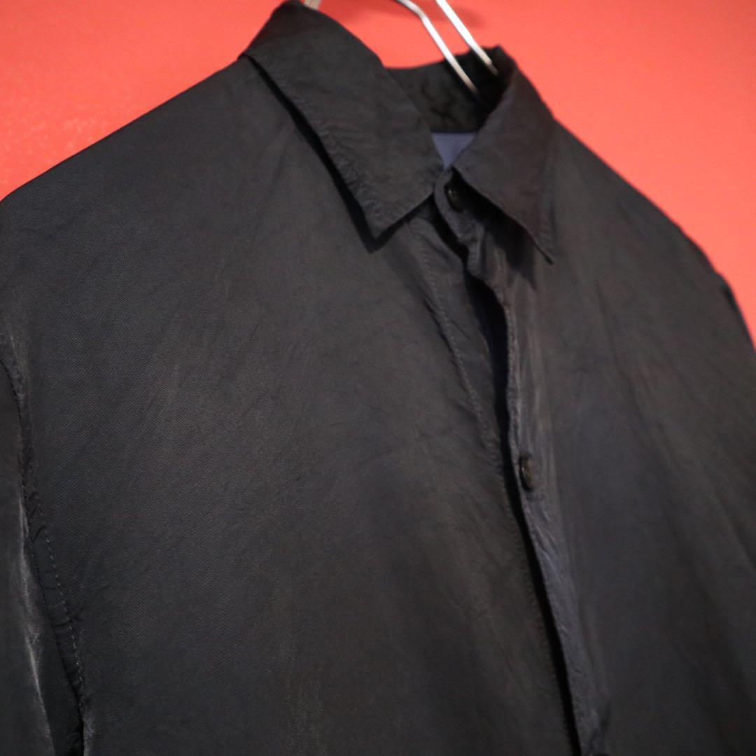 【モード】ヨウジヤマモト プリュスノアール 左右非対称デザイン キュプラ シャツ Yohji Yamamoto 2024-25AW メッシュシャツ&グラフィックサルエル