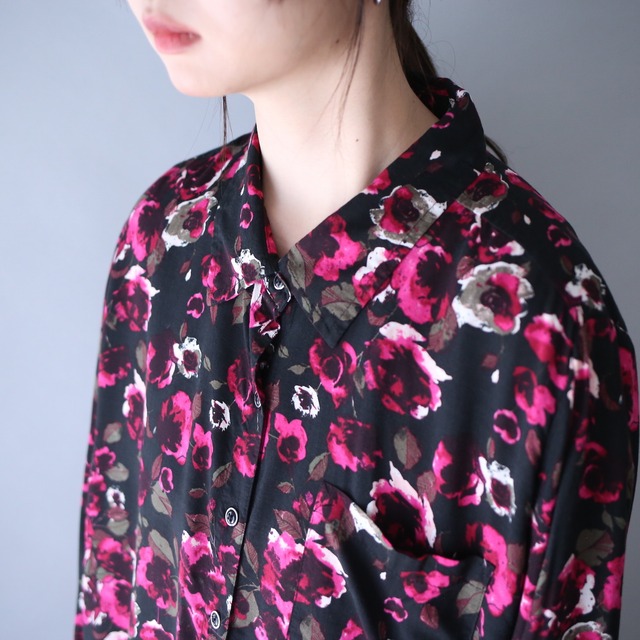 chaos coloring beautiful flower motif pattern over silhouette shirt