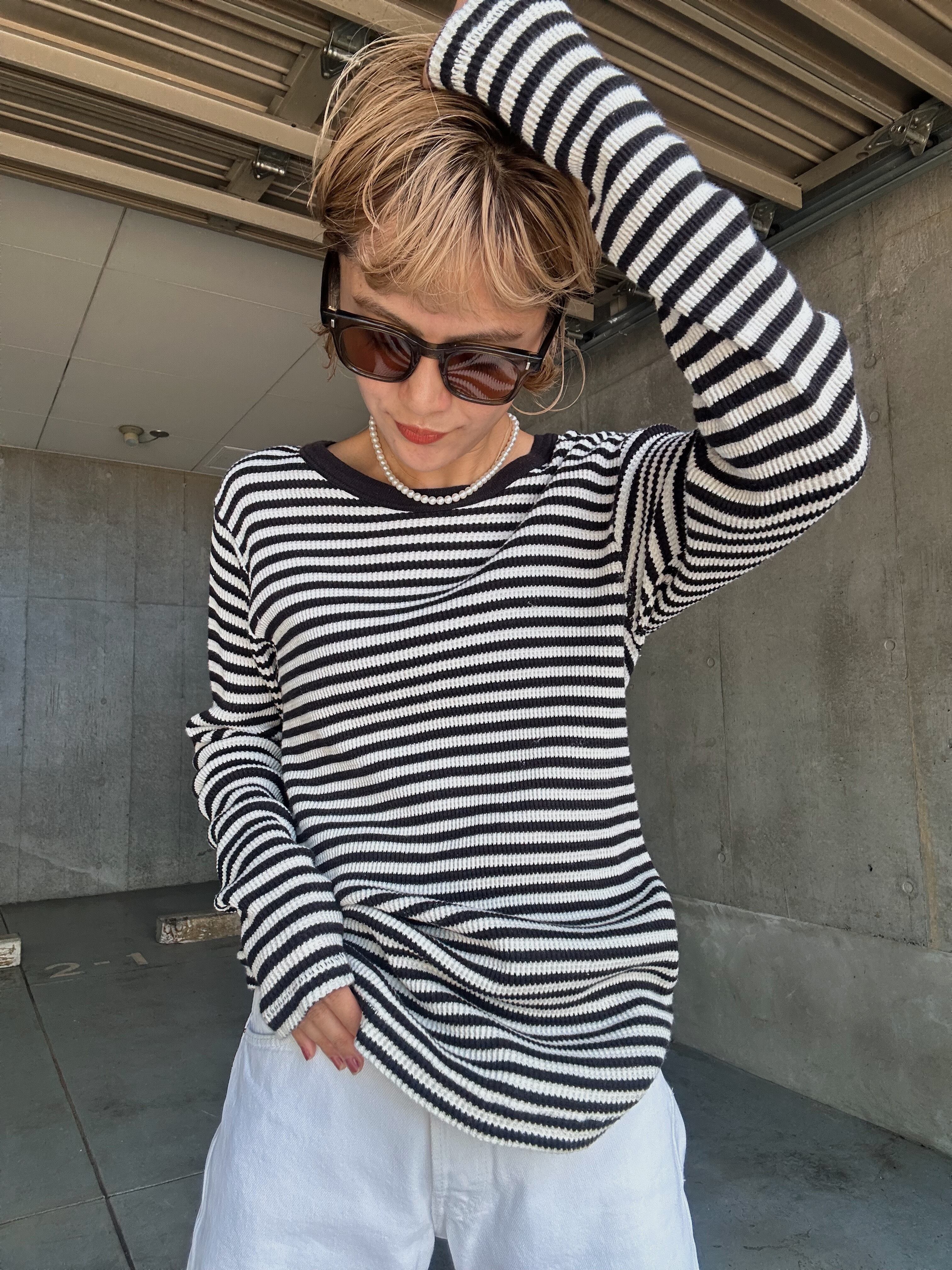 (CS1890)Border thermal long T-shirt made in USA