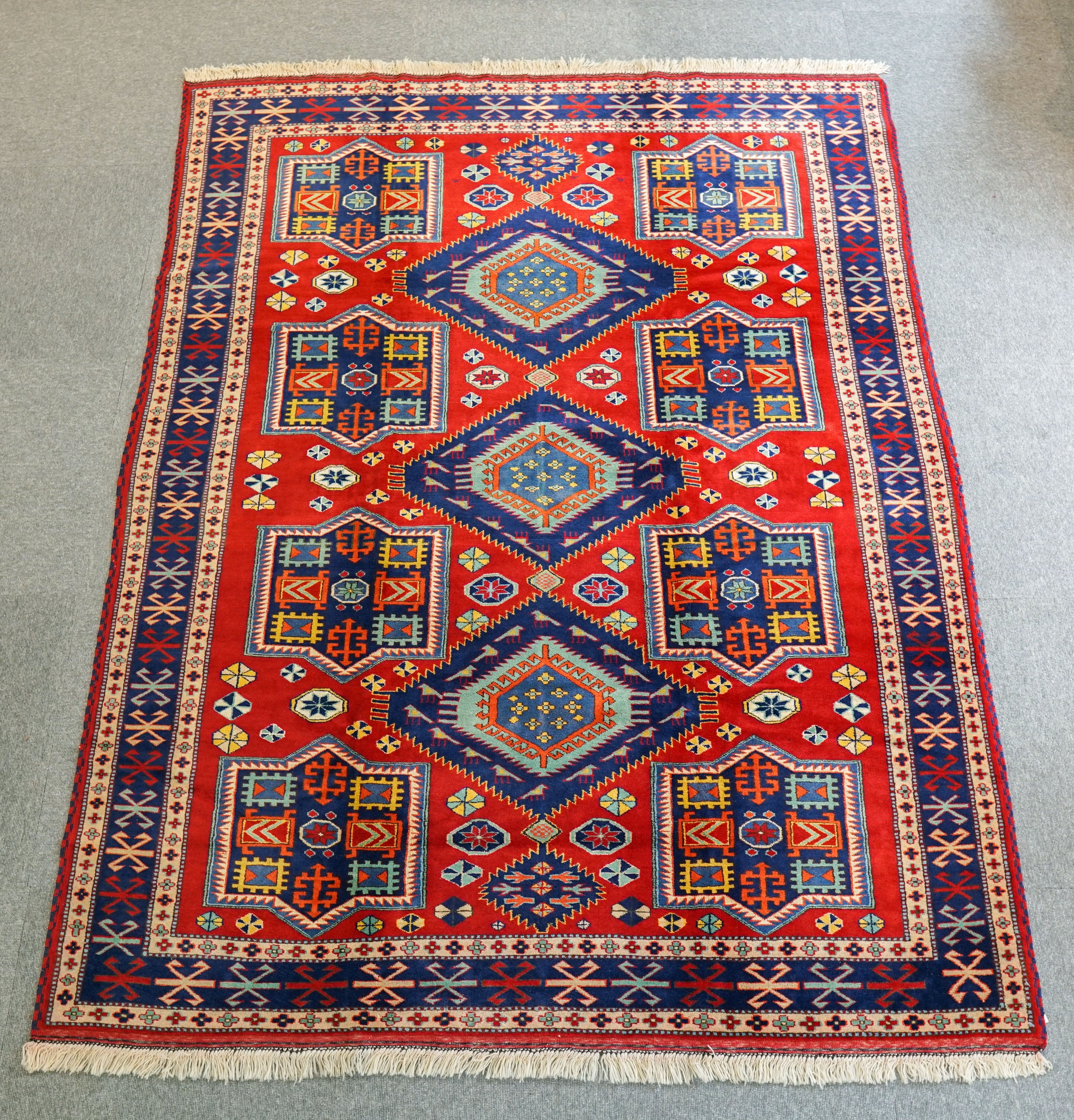 197×154cm アフガニスタン 手織り絨毯 トライバルラグ ペルシャ絨毯 - ラグ