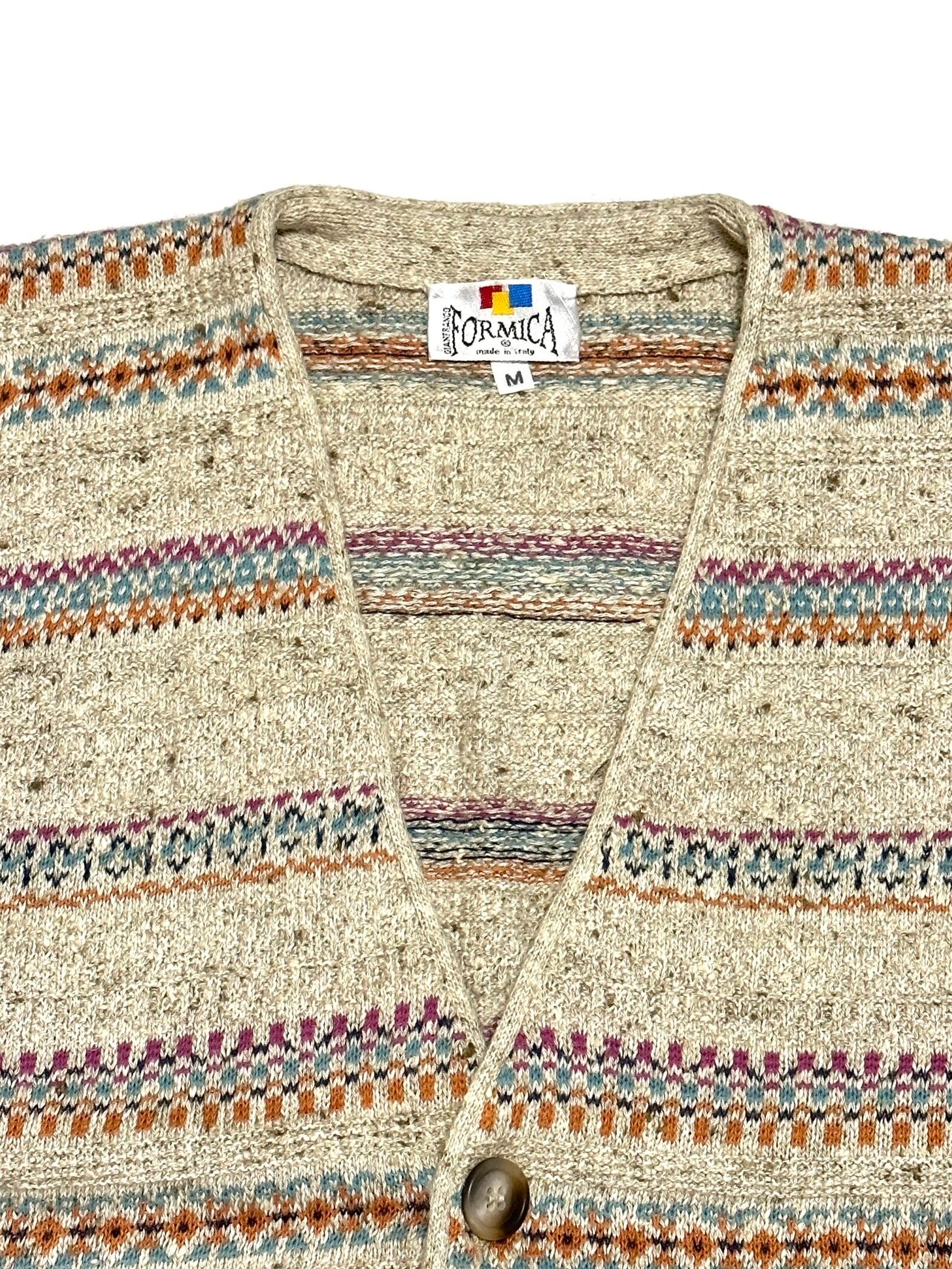 c90's FORMICA (IT) Silk×Linen×Cotton Mix Border Design Soft Knit VE | ETRAK c90's FORMICA (IT) Silk×Linen×Cotton Mix Border Design Soft Knit VE | ETRAK
