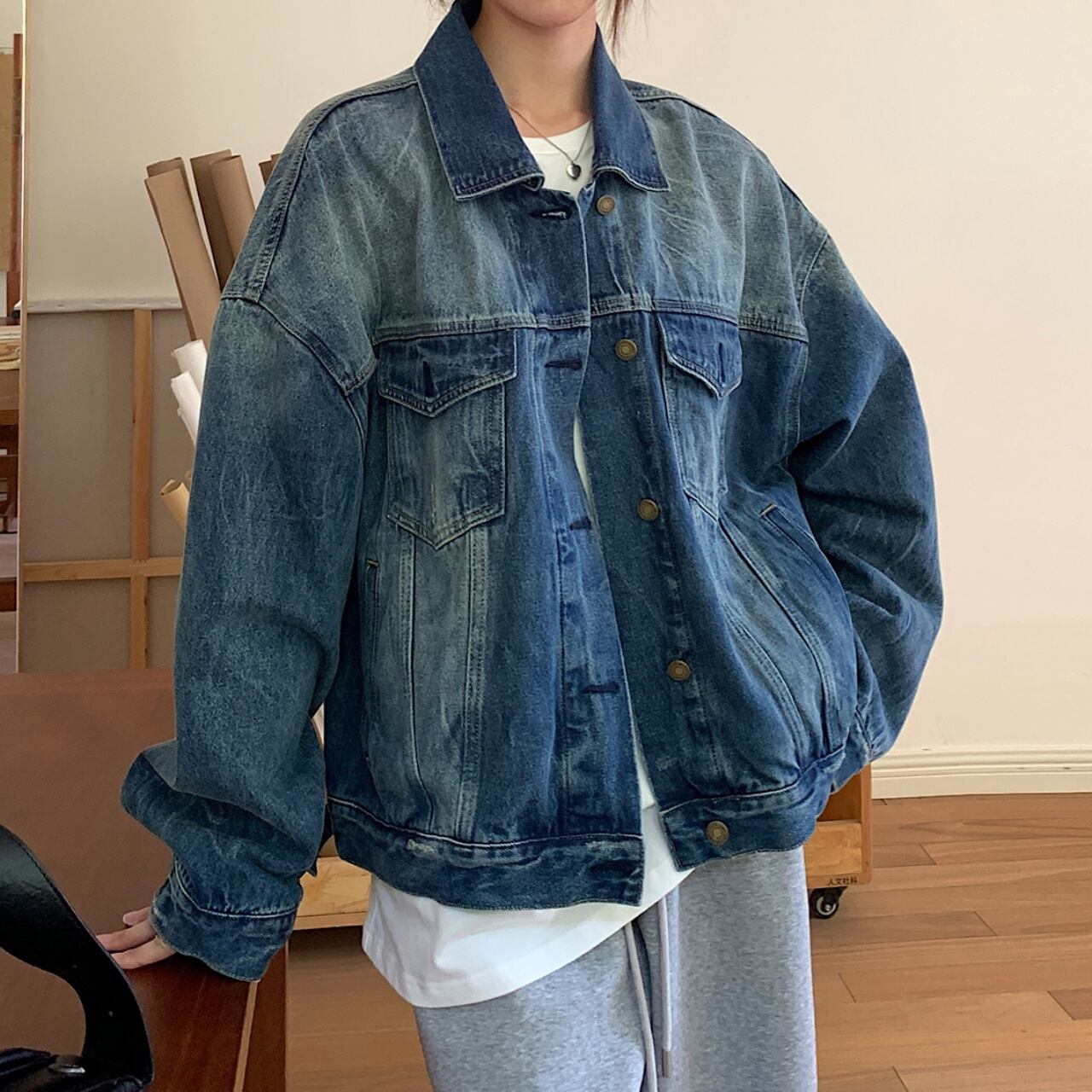 オーバーサイズウォッシュドデニムジャケット A01818