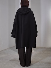 METHO - Front-Open Hooded Coat :Beige|コットンシルク/紐留めフロント/ワークポケット