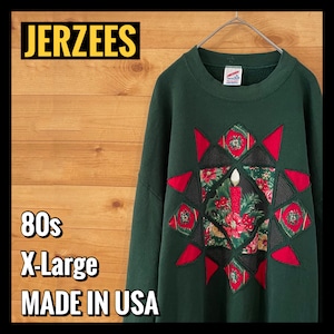 【JERZEES】80s USA製 立体 刺繍 スウェット トレーナー レディース XL アメリカ古着