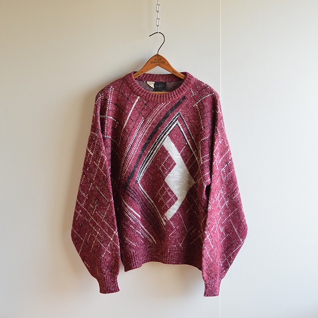 80s 幾何学模様セーター イタリア製