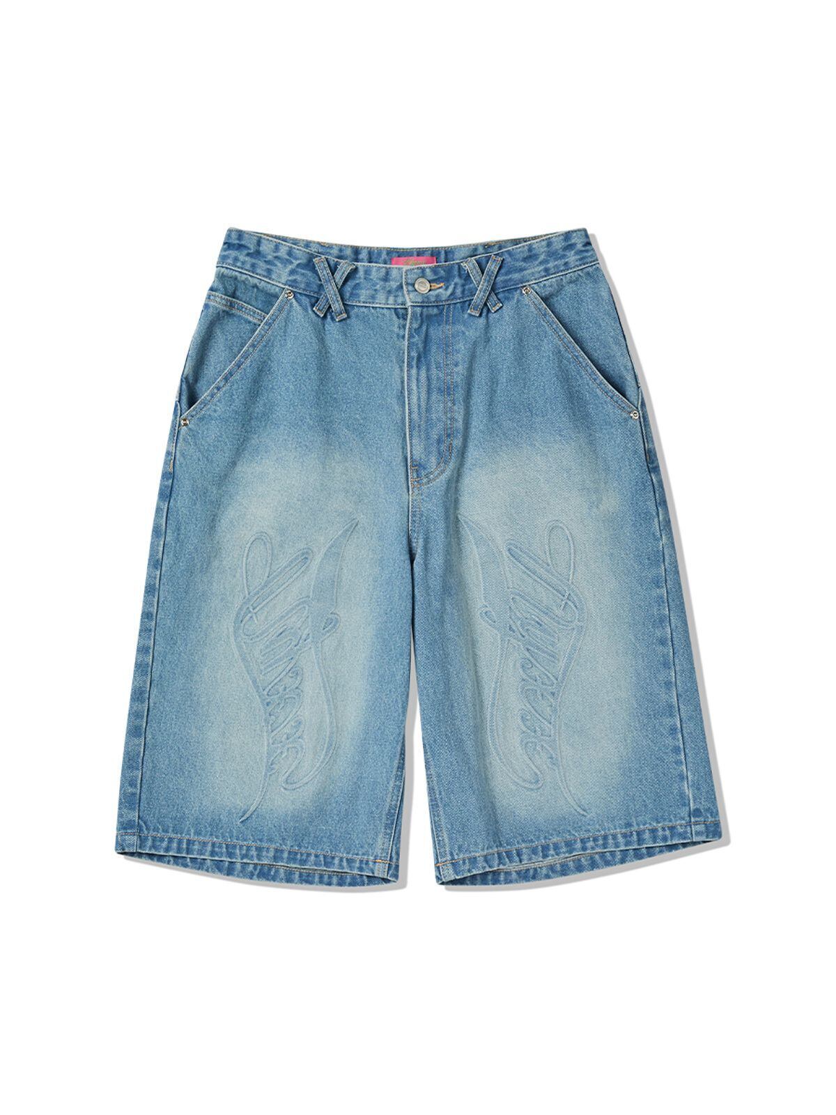 ☆NCT WISH リョウ 着用！！【NYXX】EMBOSSED DENIM HALF PANTS LIGHT