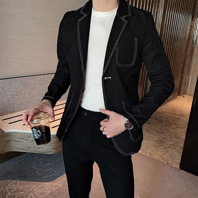 【予約販売】ジャケット メンズ ブラック 黒 ドレスアップ シック こなれ感 お洒落 パーティー 結婚式 二次会 パーティー エレガント 韓国 トレンド 春 M/L/XL/2XL/3XL