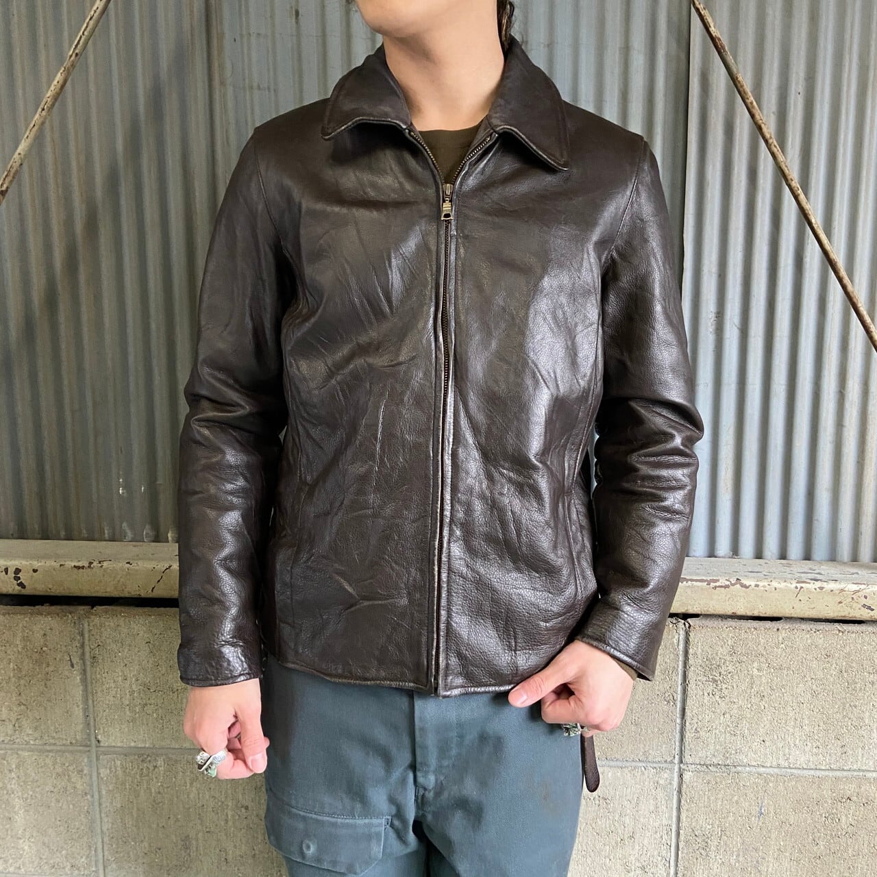 Eddie Bauer エディーバウアー シングルレザージャケット スポーツ 
