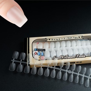 【特価処分】Sun&Beam Nails クリアネイルチップ 15サイズ240枚入り フルカバー ハーフチップ 薄い 快適 マット ネイルアート アクリル マニキュア サロン 業務用 手用 (超短コフィン)