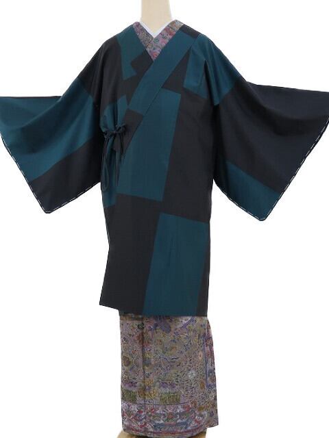 新品 ますいわ屋謹製 市松 ロング丈 着物 仕付け糸付“レトロモダンな幕