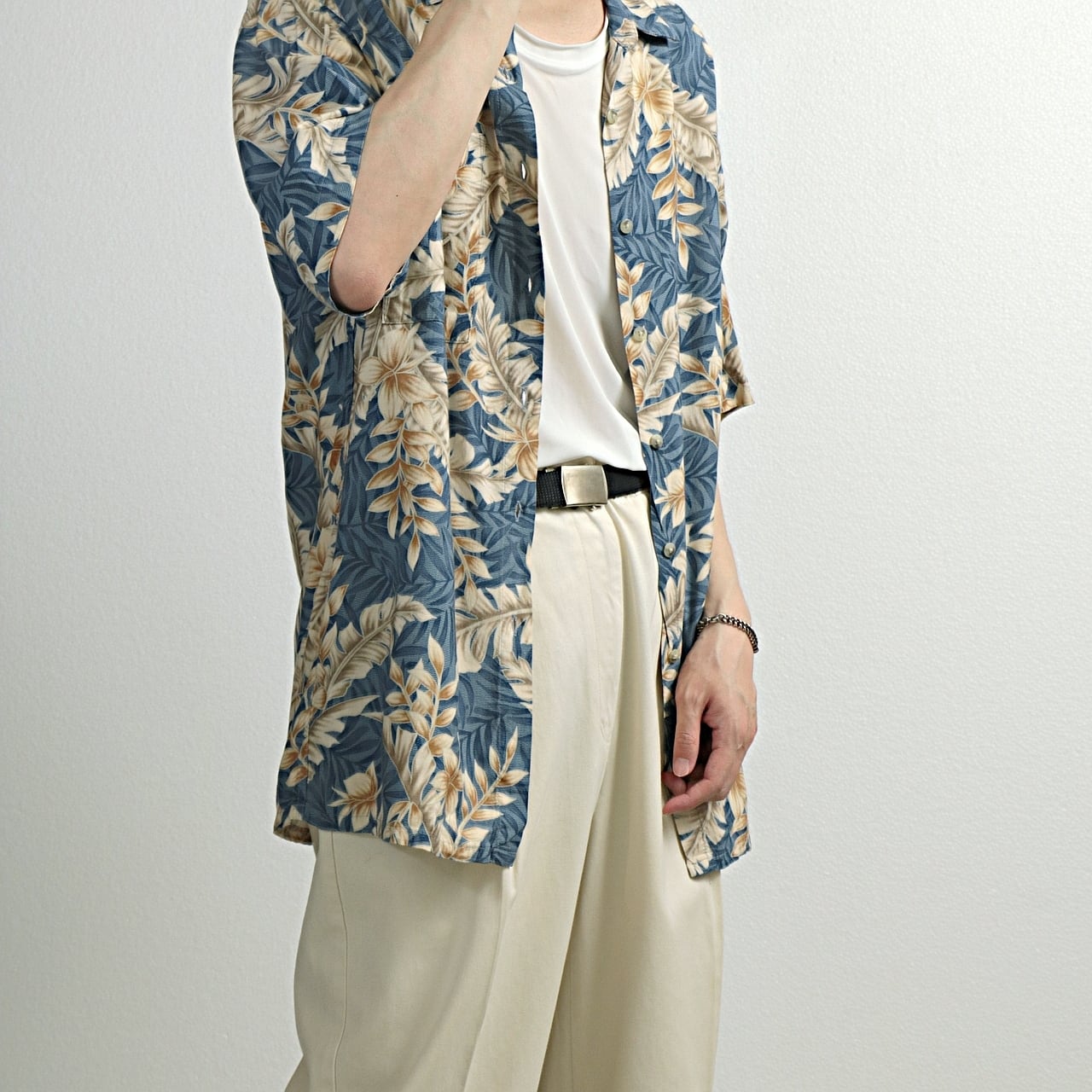 Pierre Cardin ピエールカルダン レーヨン アロハ 半袖 シャツ 古着 used