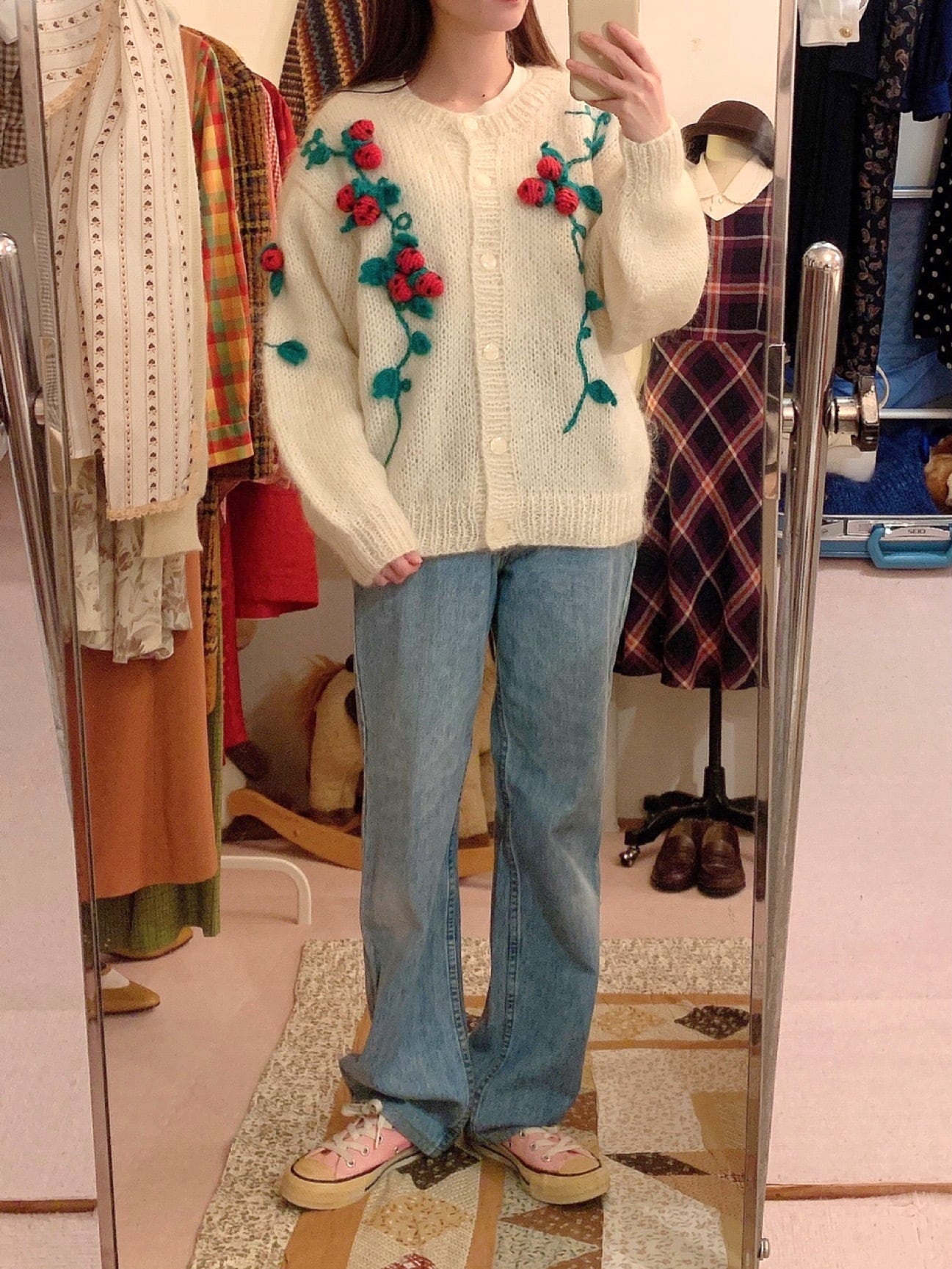 strawberry knit cardigan