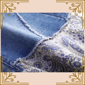 ♦裾ペイズリー柄のデニムスカート♦trnd681