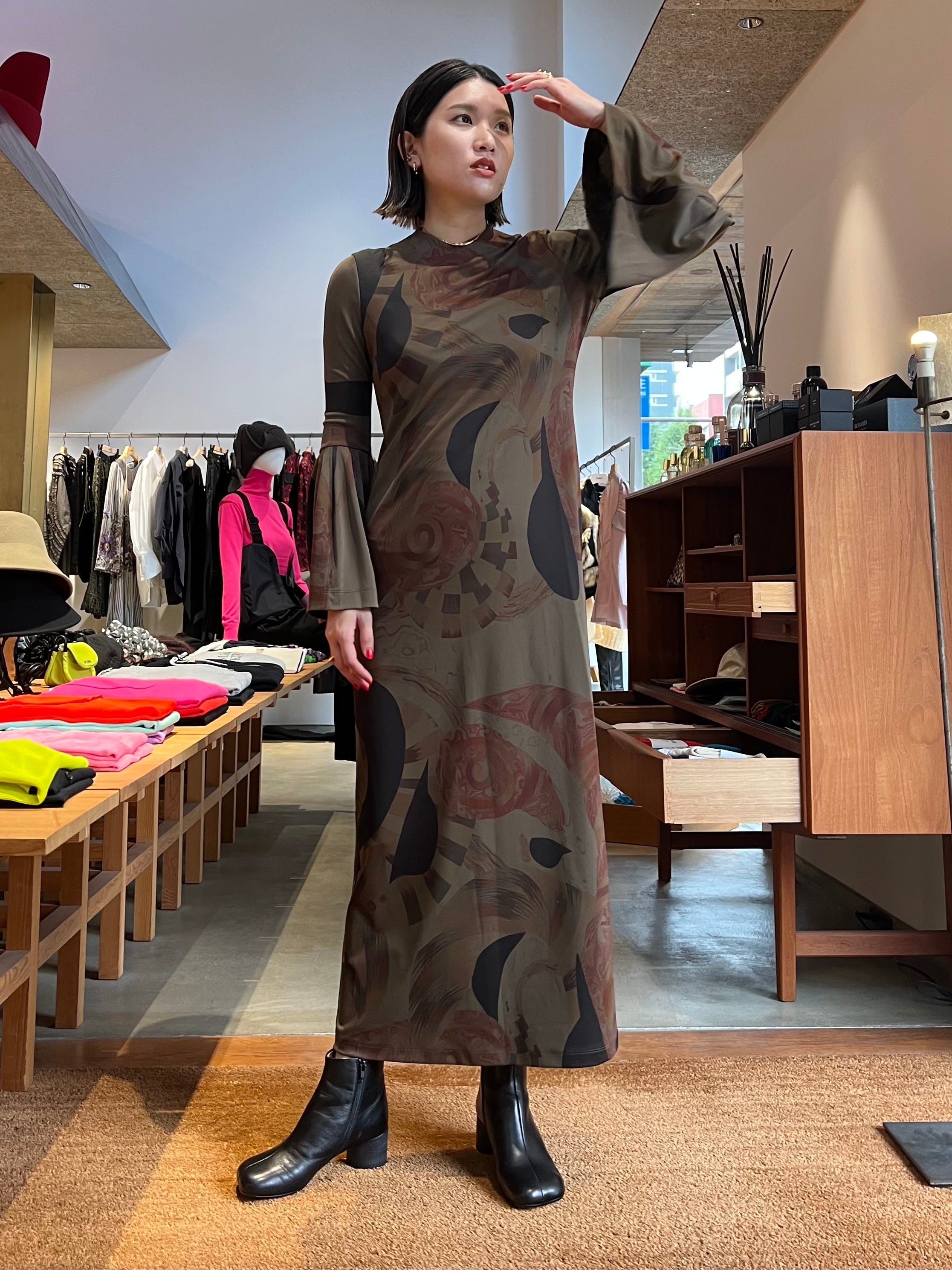 Mame Kurogouchi/マメ クロゴウチ マーブルプリントワンピース mame  