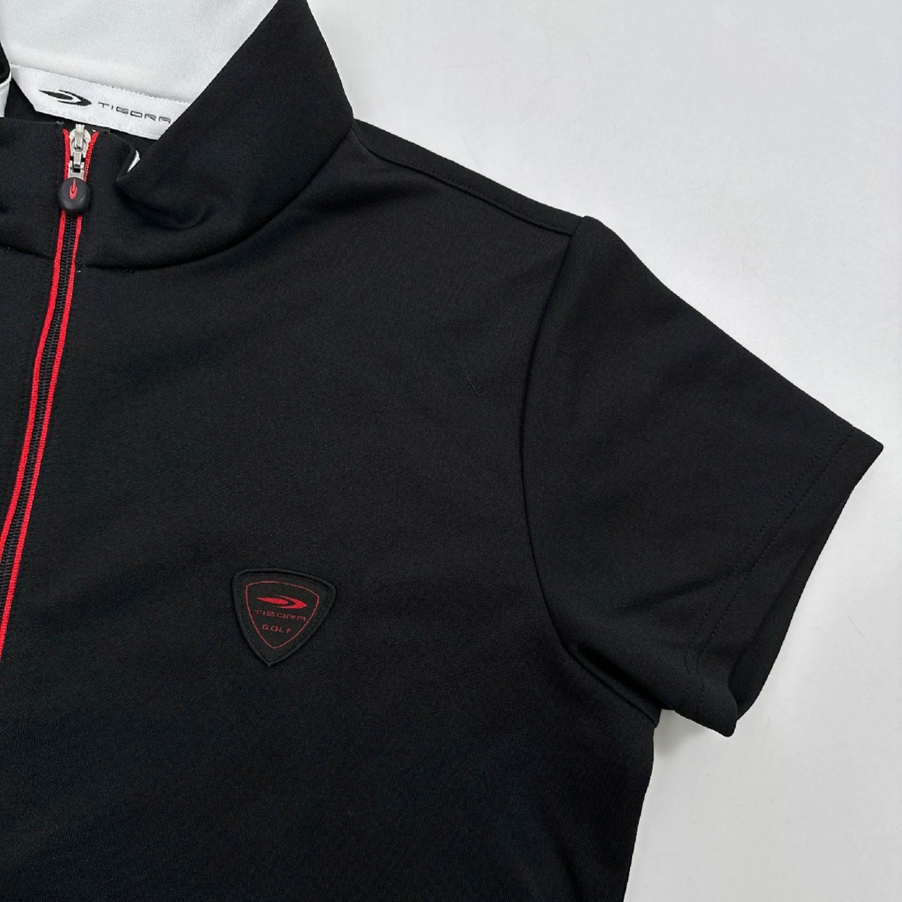 美品◆TIGORA ティゴラ ハーフジップ 半袖 ドライシャツ ワンピース サイズ L /黒×白×赤/レディース/ゴルフ/ベルトループ付