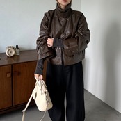 フェイクレザー3wayショートBZ/ブラウン