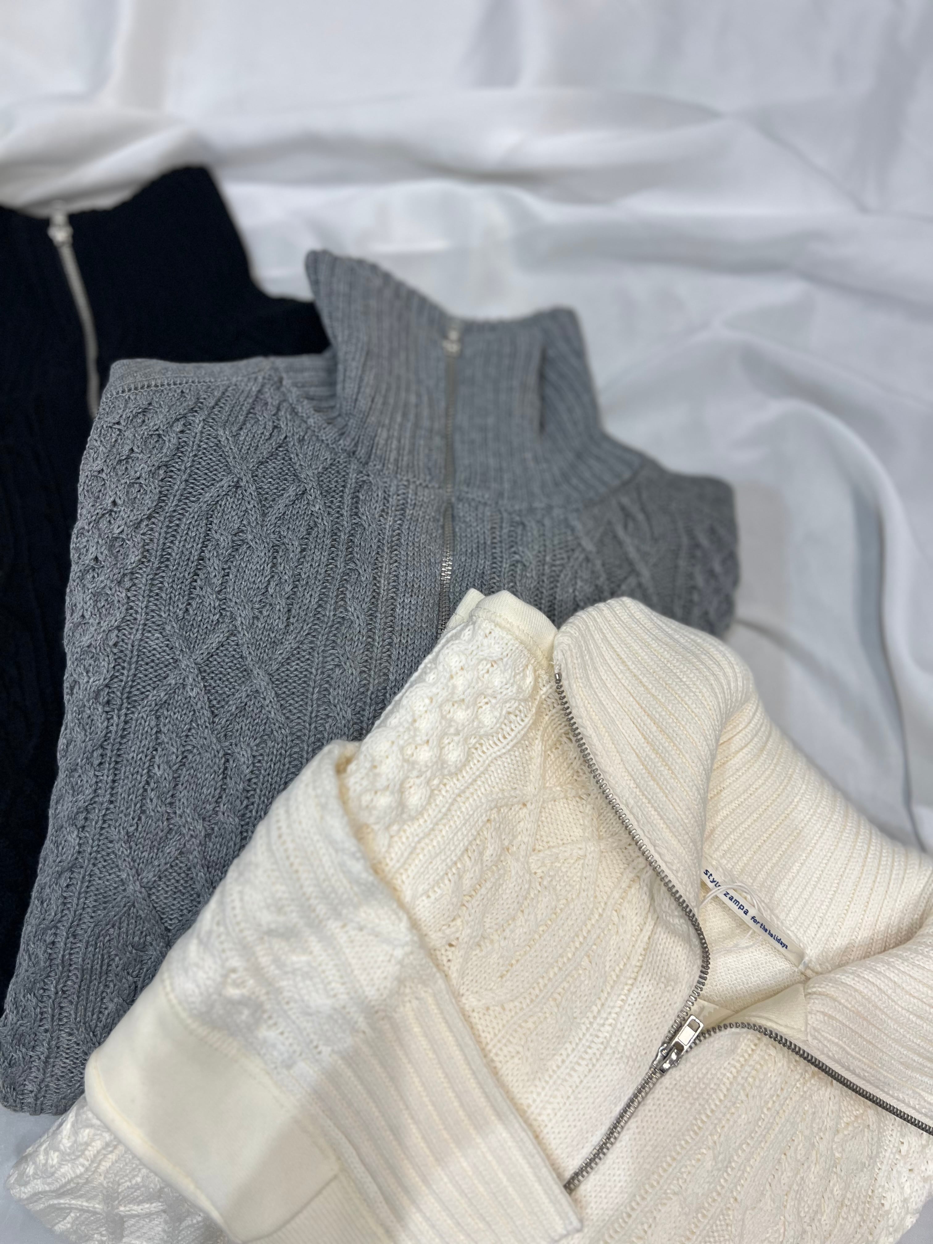 【SELECT】スウェット×ニット　ハーフZIP プルオーバー