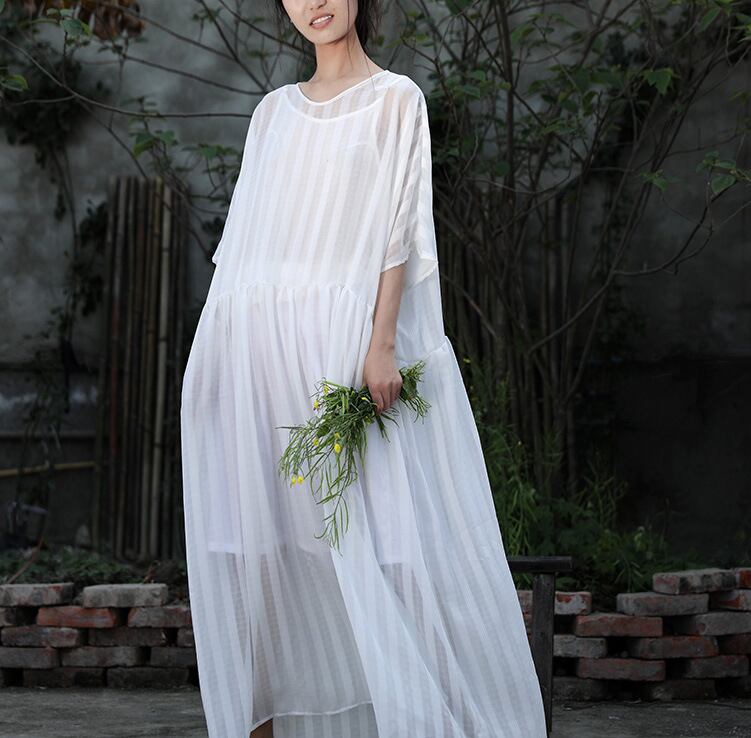 ストライプスタイルドレス ナチュラル 天然 Yiranxuaディースワード98270618852