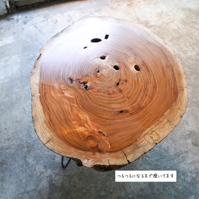 分厚い欅の輪切り一枚板 コーヒーテーブル （高さ・カラー変更無料）