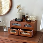 小物収納棚 小物収納ケース 木製 引き出し４つ デスク収納 収納ケース レトロ おしゃれ ヴィンテージ 北欧