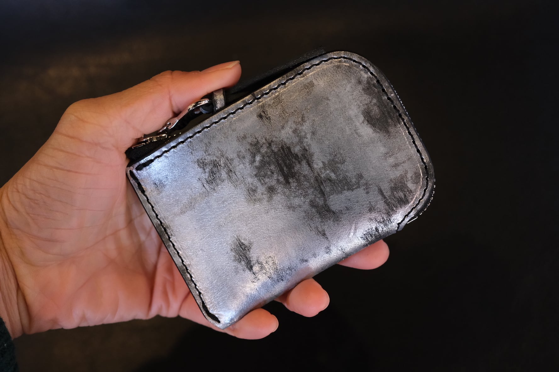 《即納》zip card coin case【ash】