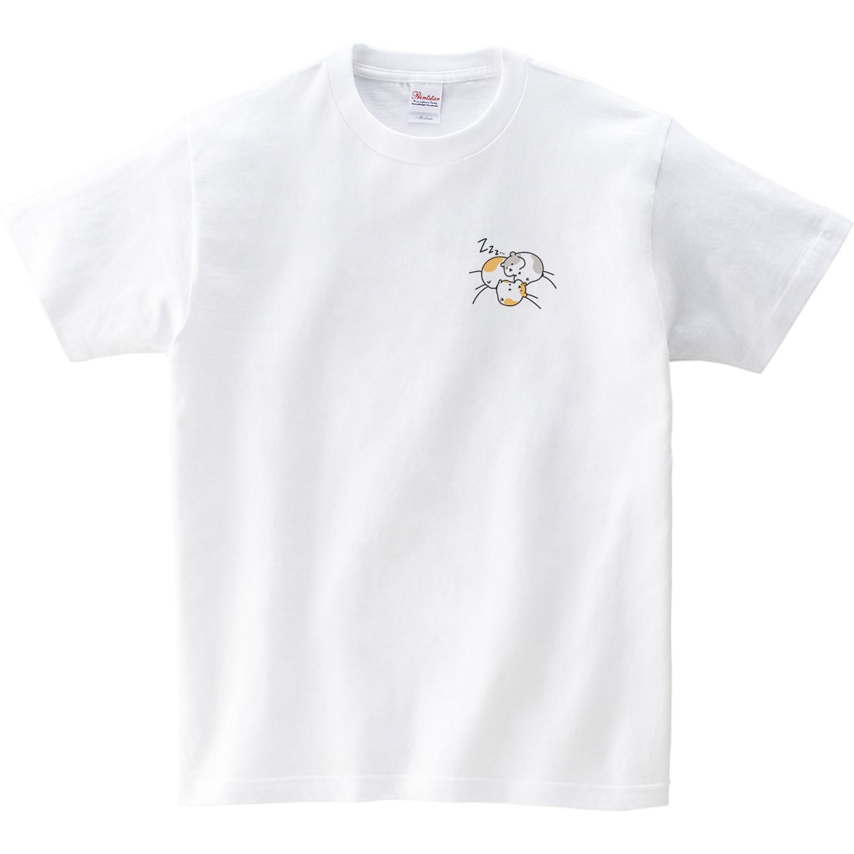 寄り添って眠る3匹のハムスター Tシャツ am95 かわいい ハム イラスト アニマルtシャツ