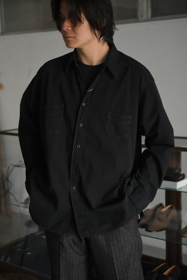 FOUNDOUR / BLACK DYED DENIM SHIRT