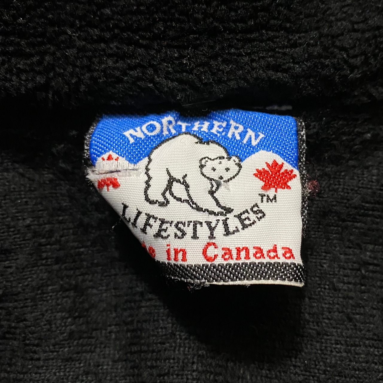 old black×red native pattern fleece jacket “wolf”