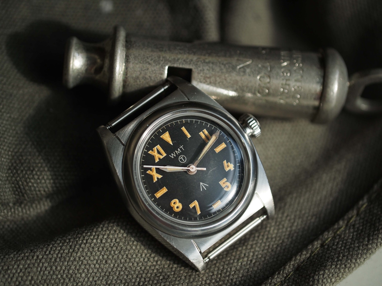 WMT WATCHES Mil-W15 Aged with Khaki Broad Arrow Strap