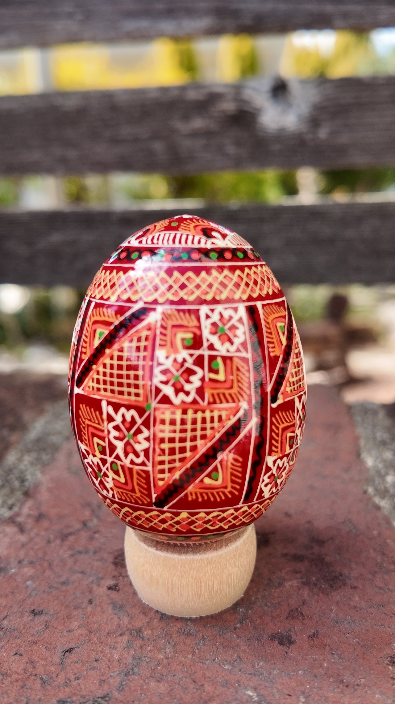 装飾用木製プィサンカ（イースターエッグ）with stand　コロミヤモデル - 2