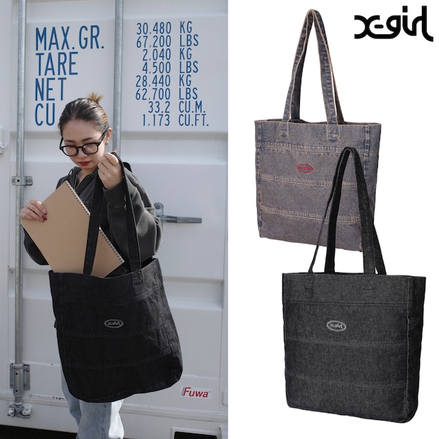 【X-girl】OVERDYED DENIM TOTE BAG【エックスガール】