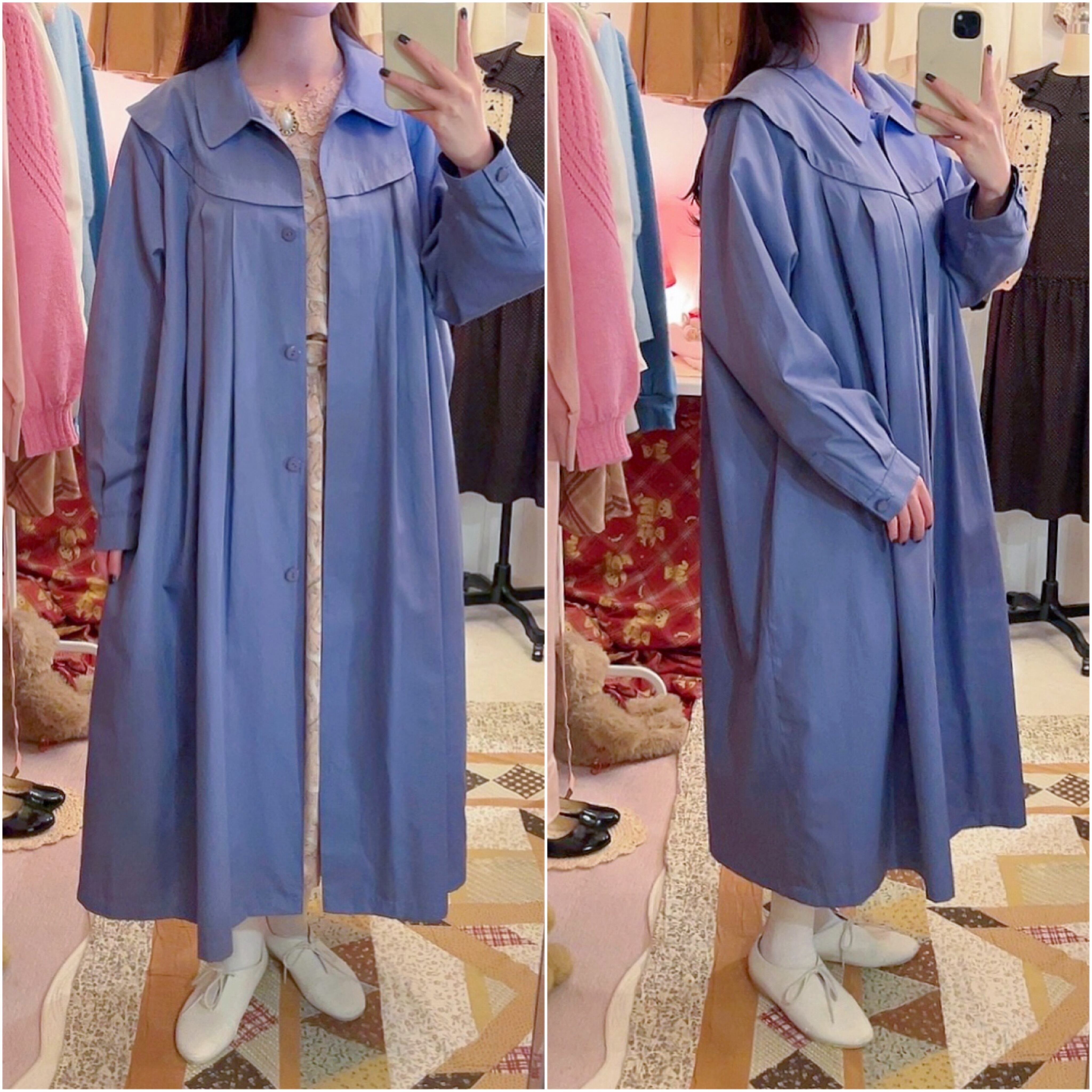 blue lavender spring coat