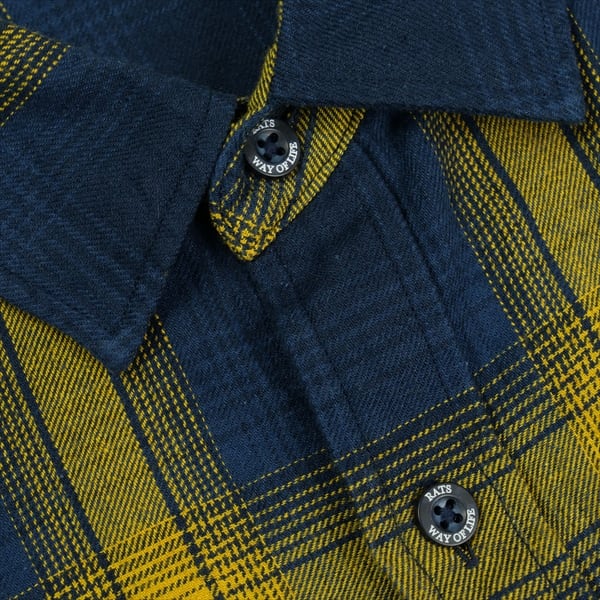 Size【L】 RATS ラッツ COTTON LINEN CHECK SHIRT 長袖シャツ 紺