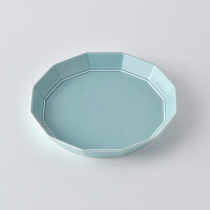 面取中皿・ミントブルー | 重山陶器