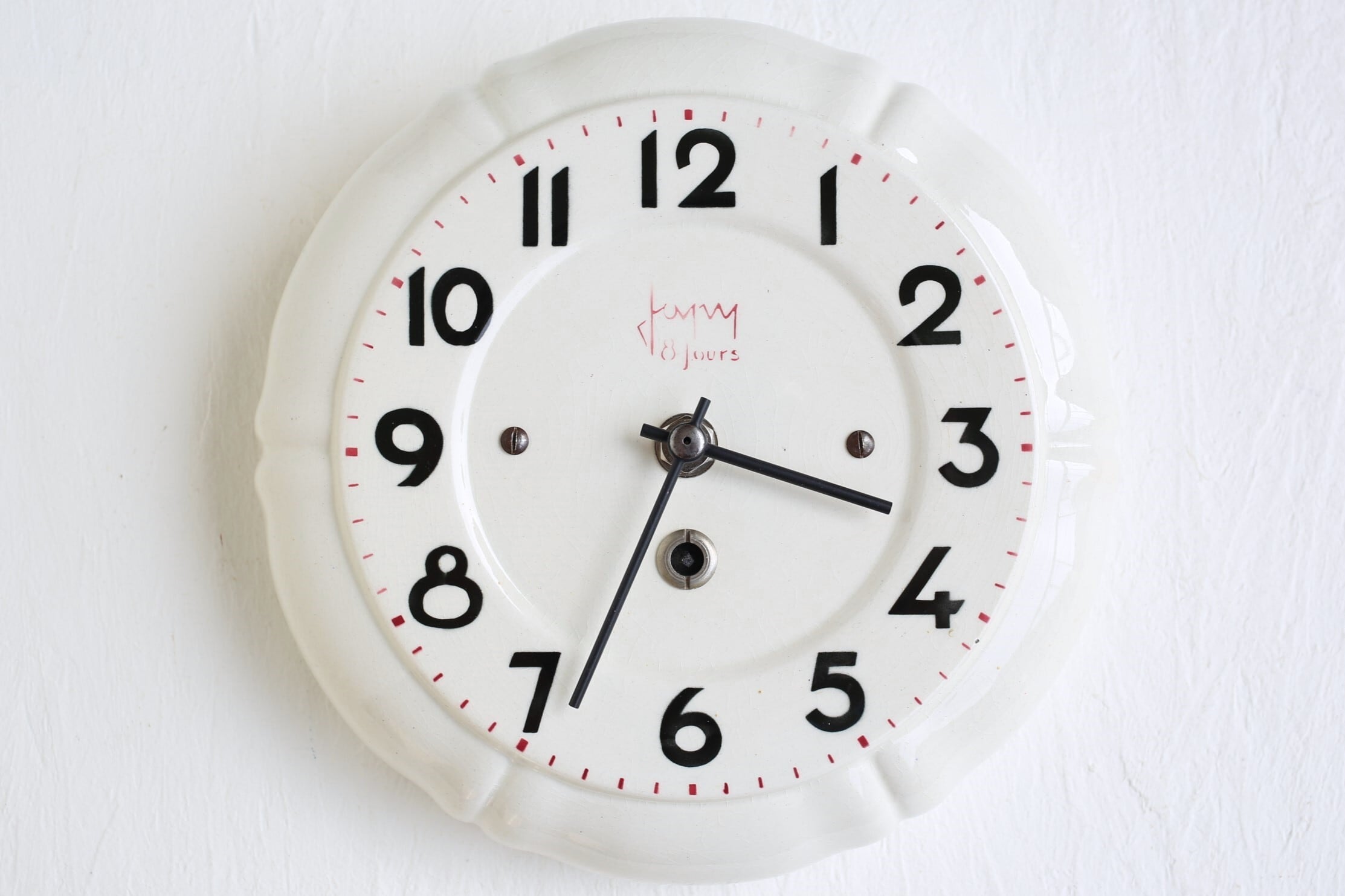 フランス アンティーク ヴィンテージ JAPY 陶器 掛時計 アイボリー