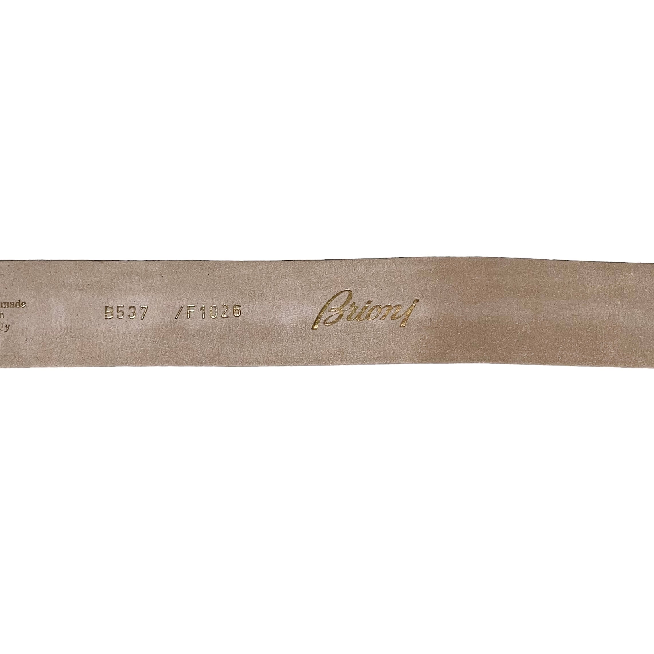 BRIONI combi-color crocodile leather belt with engraved buckle