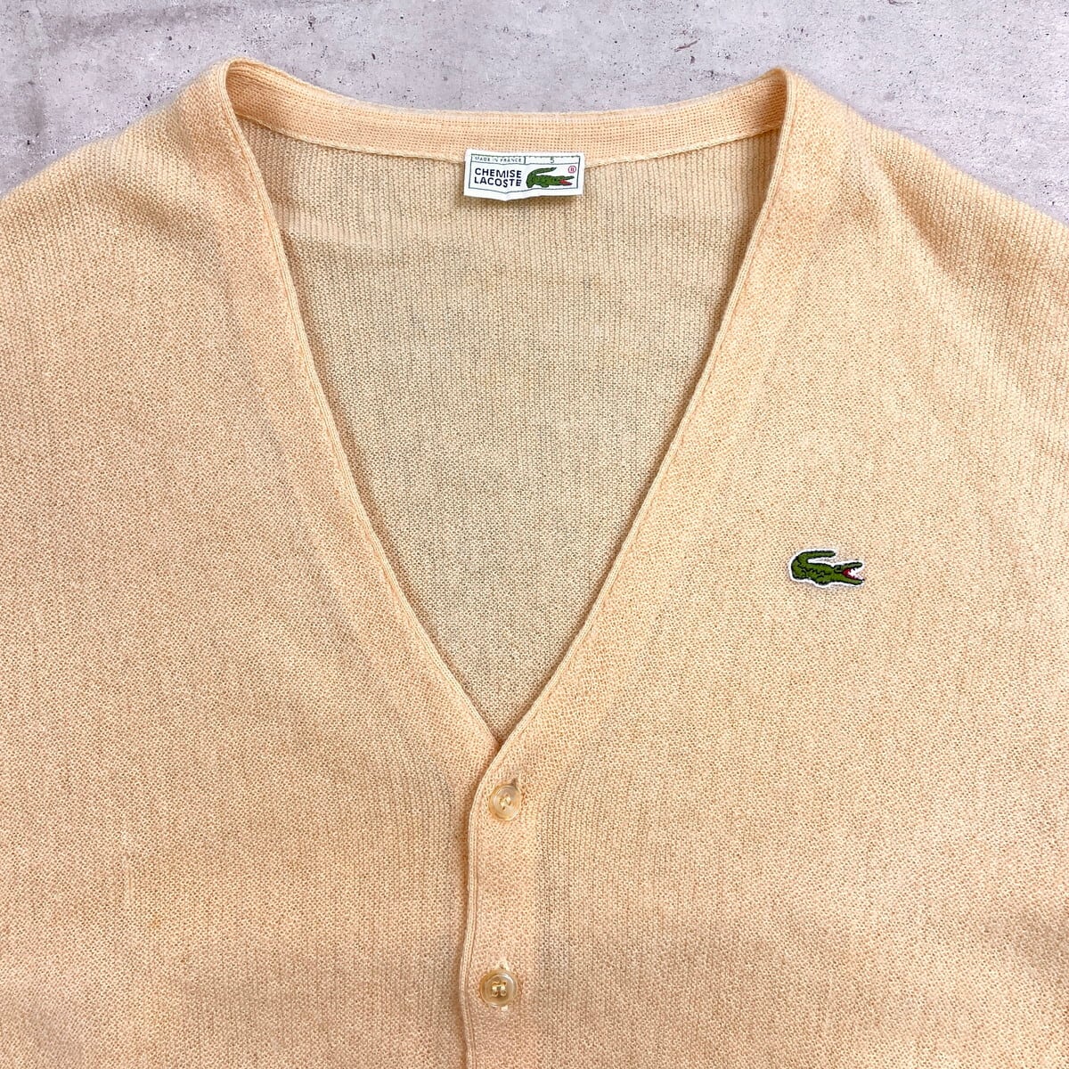 80年代 フランス製 LACOSTE ラコステ ウールニットカーディガン メンズ